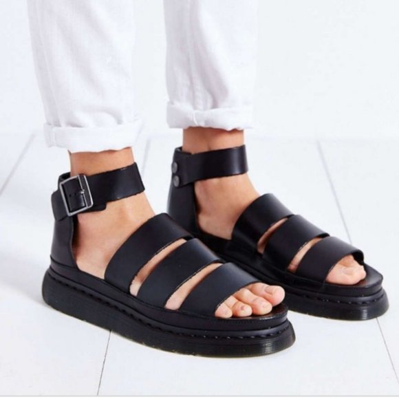 Dr. Martens Shoes - Dr. Martens Clarissa Strap Sandal Black Leather 7